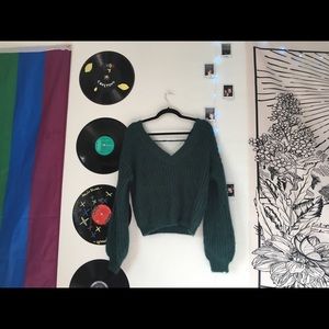 low v neck knit sweater